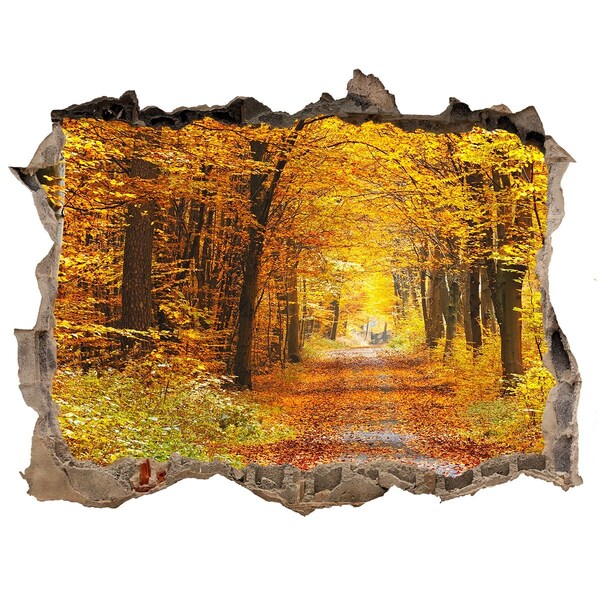 Pegatina de vinilo agujero 3d para pared Callejón de otoño en el bosque