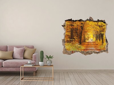 Pegatina de vinilo agujero 3d para pared Callejón de otoño en el bosque