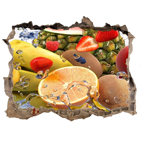 Trampantojo de pared rota efecto profundidad El paraíso de las frutas detrás del muro