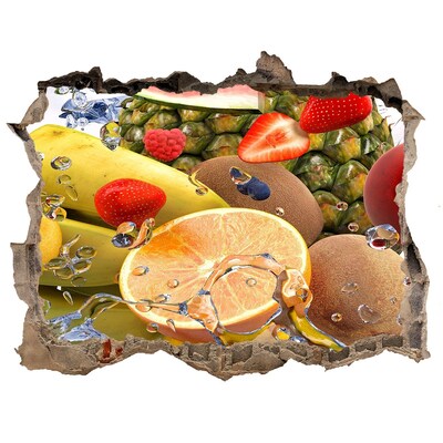 Trampantojo de pared rota efecto profundidad El paraíso de las frutas detrás del muro