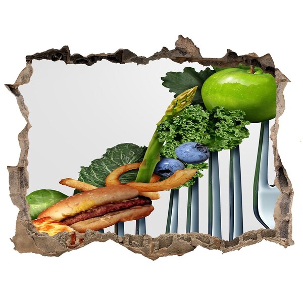 Trampantojo de pared rota efecto profundidad El mundo culinario detrás del muro