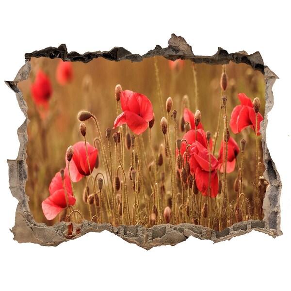 Pegatina agujero en la pared autoadhesiva Flores entre el muro en ruinas