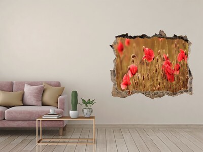 Pegatina agujero en la pared autoadhesiva Flores entre el muro en ruinas