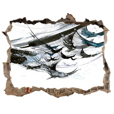 Pegatina de vinilo agujero 3d para pared Abstracción moderna en un agujero