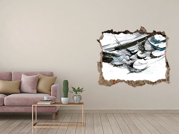 Pegatina de vinilo agujero 3d para pared Abstracción moderna en un agujero