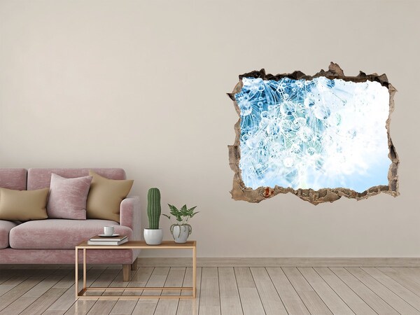 Pegatina de vinilo agujero 3d para pared Dientes de león en azul