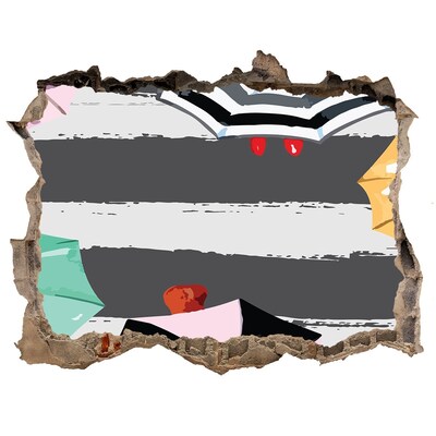 Pegatina agujero en la pared autoadhesiva Playa misteriosa con sombrillas