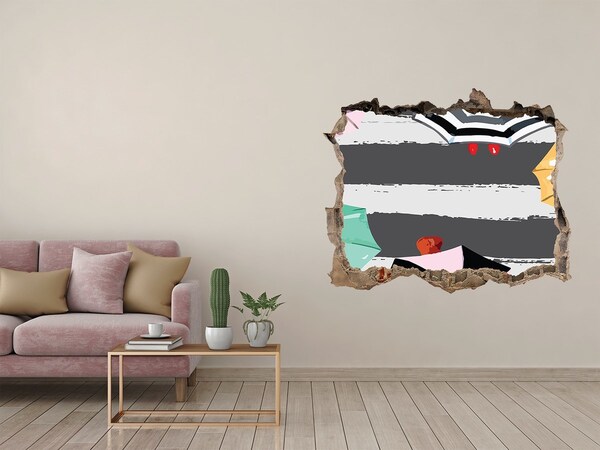 Pegatina agujero en la pared autoadhesiva Playa misteriosa con sombrillas