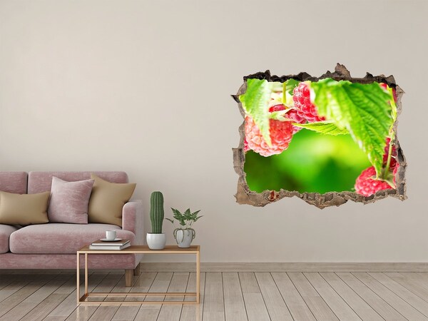 Pegatina de vinilo agujero 3d para pared Frambuesas en el jardín