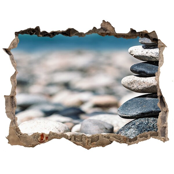 Pegatina de vinilo agujero 3d para pared Piedras en la playa