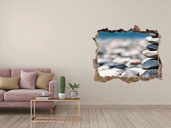 Pegatina de vinilo agujero 3d para pared Piedras en la playa
