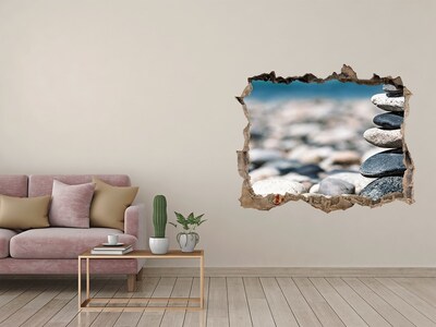 Pegatina de vinilo agujero 3d para pared Piedras en la playa