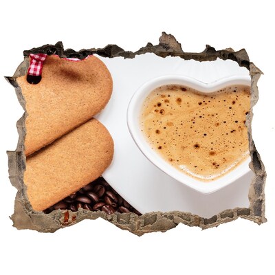 Vinilo pared rota 3d efecto realista Café con galletas