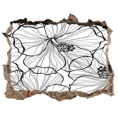 Trampantojo de pared rota efecto profundidad Motivo floral de agujero en la pared