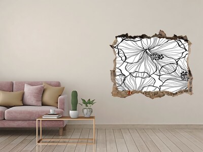 Trampantojo de pared rota efecto profundidad Motivo floral de agujero en la pared