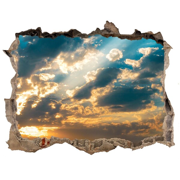Pegatina de vinilo agujero 3d para pared Cielo con nubes al atardecer