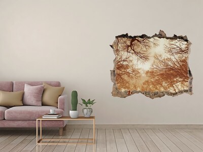 Pegatina agujero en la pared autoadhesiva Reflejo de árboles en un muro en ruinas