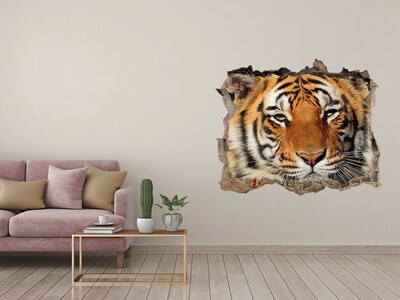 Vinilo pared rota 3d efecto realista Tigre en un agujero en la pared