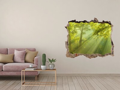 Pegatina de vinilo agujero 3d para pared Bosque verde con rayos de sol