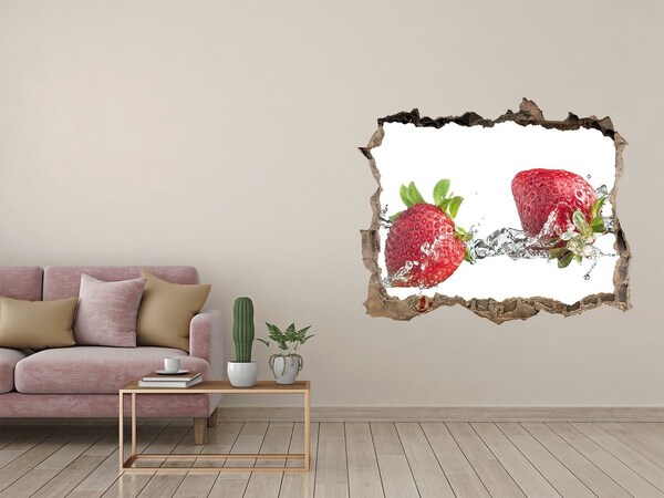 Pegatina agujero en la pared autoadhesiva Fresas en agua
