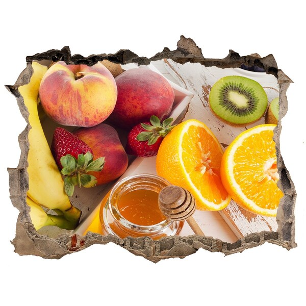 Pegatina de vinilo agujero 3d para pared Paraíso de frutas con miel