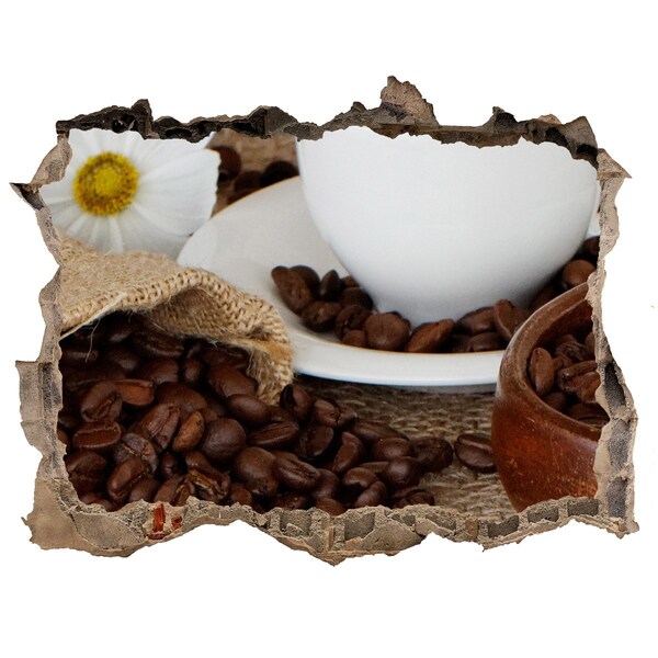 Vinilo pared rota 3d efecto realista Café en la comodidad de tu hogar