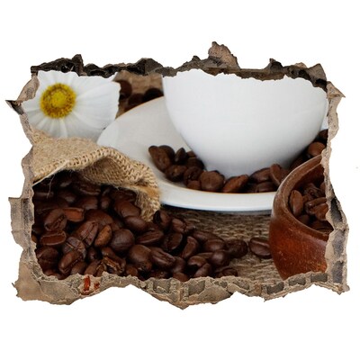 Vinilo pared rota 3d efecto realista Café en la comodidad de tu hogar