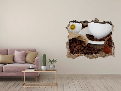 Vinilo pared rota 3d efecto realista Café en la comodidad de tu hogar