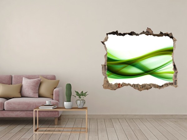 Samoprzylepna dziura ścienna 3D Zielona fala w dziurze w ścianie