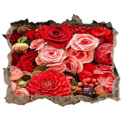 Vinilo pared rota 3d efecto realista Explosión floral en hormigón