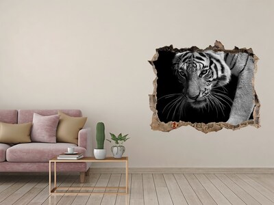 Pegatina de vinilo agujero 3d para pared Tigre en un agujero en la pared