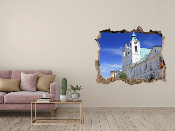 Pegatina de vinilo agujero 3d para pared Iglesia histórica en la ciudad