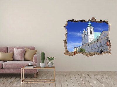 Pegatina de vinilo agujero 3d para pared Iglesia histórica en la ciudad