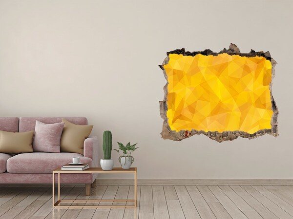 Vinilo pared rota 3d efecto realista La grieta dorada en la pared