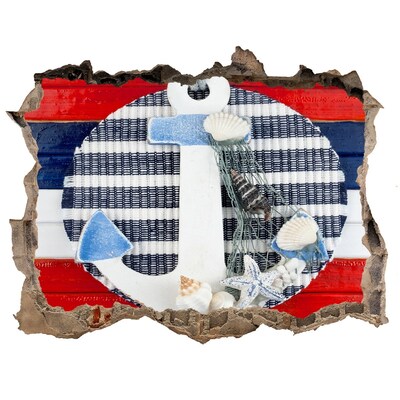 Pegatina de vinilo agujero 3d para pared Aventura en el mar con conchas