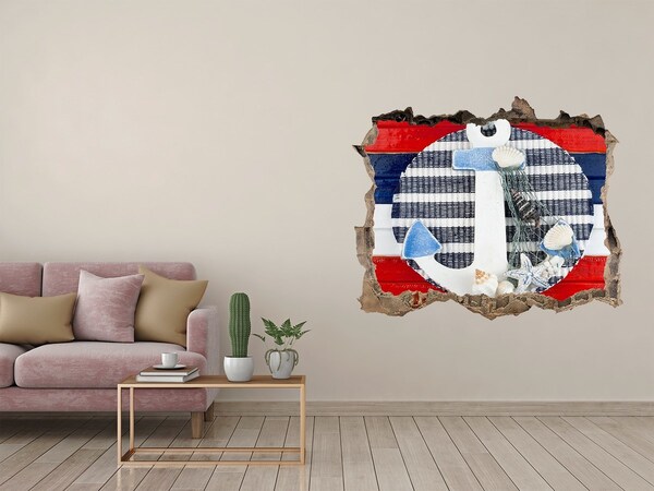 Pegatina de vinilo agujero 3d para pared Aventura en el mar con conchas