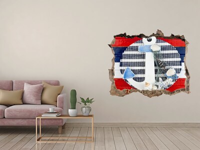 Pegatina de vinilo agujero 3d para pared Aventura en el mar con conchas