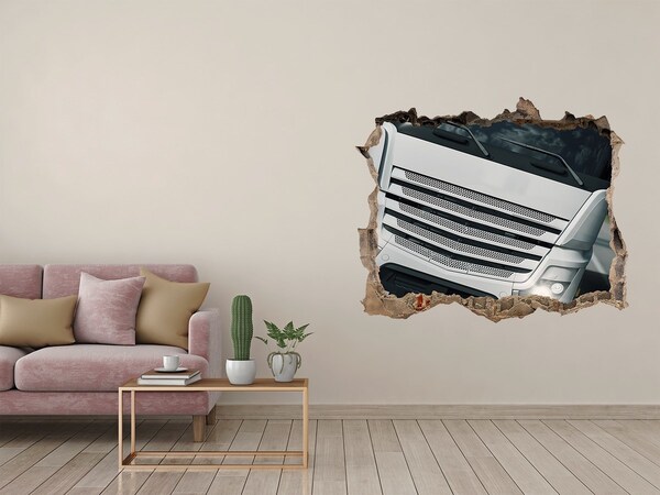 Pegatina agujero en la pared autoadhesiva Muro en ruinas con un camión