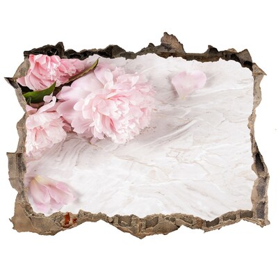 Pegatina de vinilo agujero 3d para pared Flores en un muro desmoronado