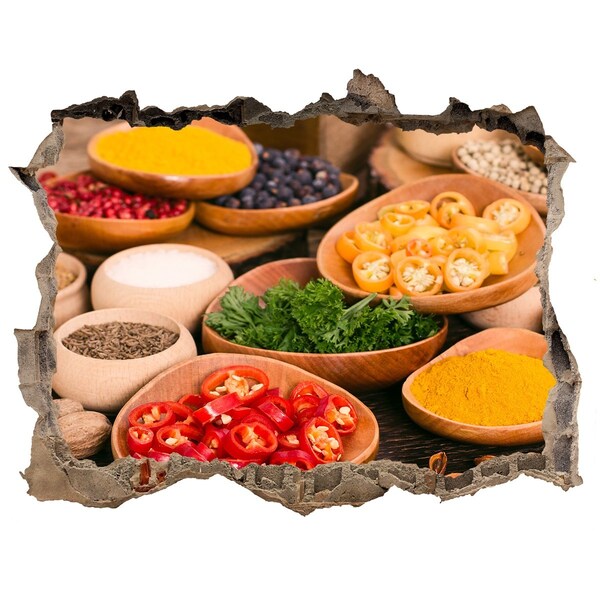 Pegatina agujero en la pared autoadhesiva Una cocina llena de especias