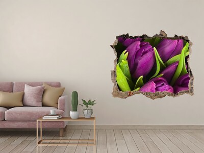 Vinilo pared rota 3d efecto realista Flores en hormigón