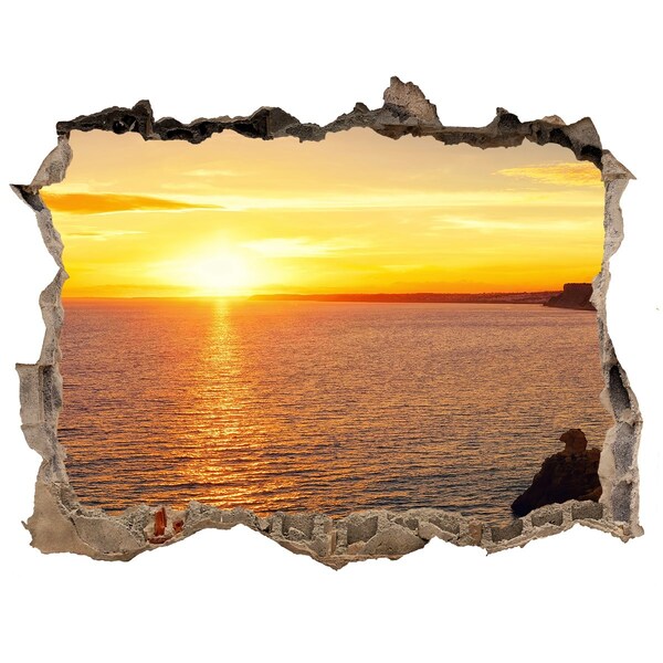 Pegatina de vinilo agujero 3d para pared Puesta de sol sobre el mar