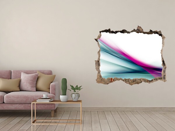 Pegatina de vinilo agujero 3d para pared Ondas de colores en la pared