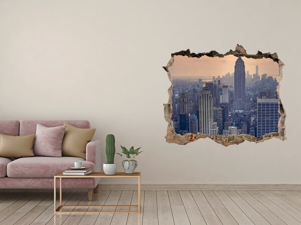 Pegatina de vinilo agujero 3d para pared Vista de Nueva York