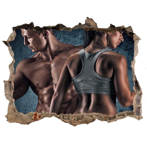 Pegatina agujero en la pared autoadhesiva El gimnasio en acción