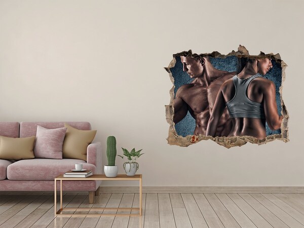 Pegatina agujero en la pared autoadhesiva El gimnasio en acción