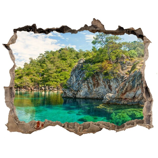 Pegatina de vinilo agujero 3d para pared Bahía Paraíso