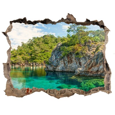 Pegatina de vinilo agujero 3d para pared Bahía Paraíso