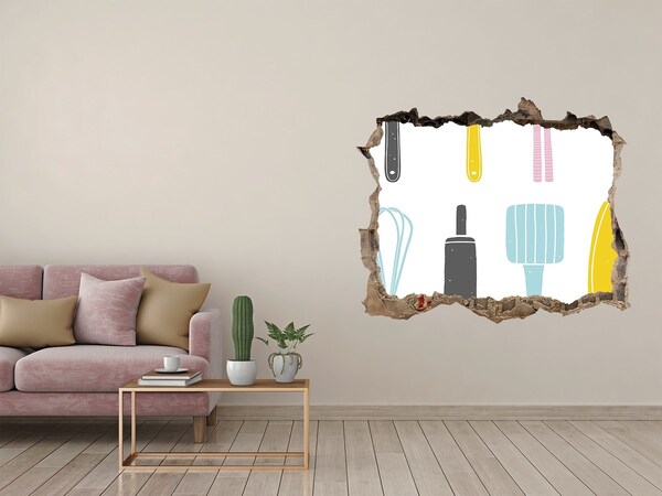 Samoprzylepna naklejka Kuchenne narzędzia w dziurze w ścianie