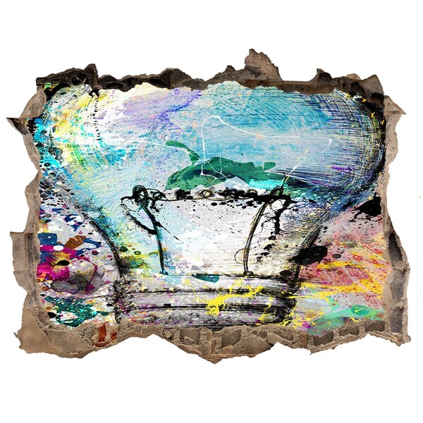 Pegatina agujero en la pared autoadhesiva Una pared dañada con una lámpara